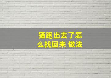 猫跑出去了怎么找回来 做法